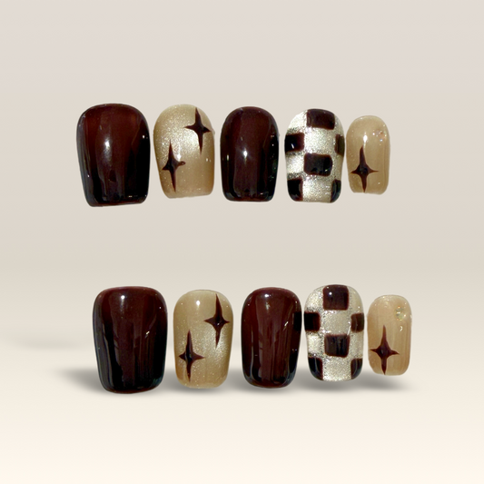 Brown Star Checkerboard