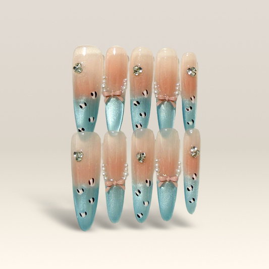 Blue Blush Leopard bows