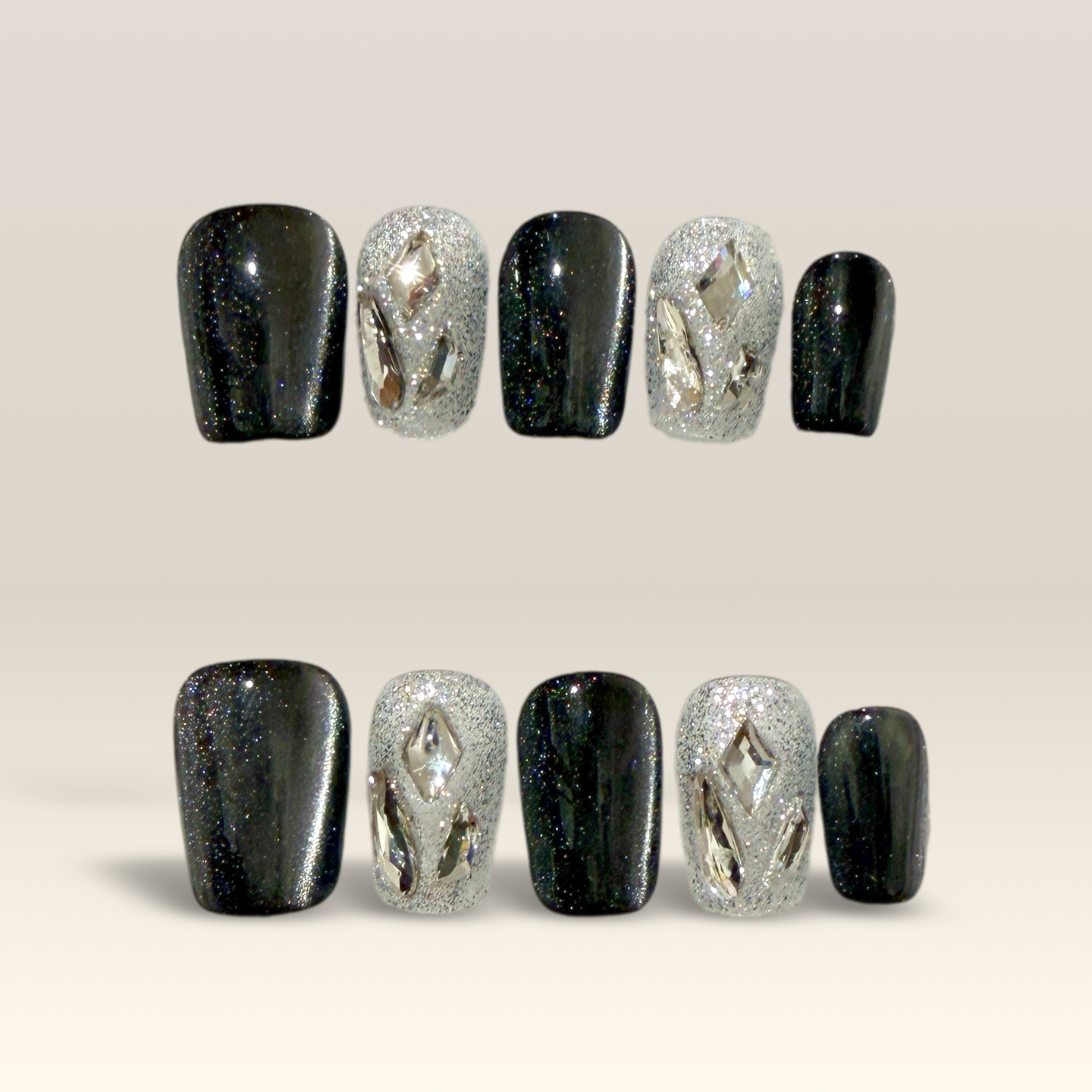 Black Silver Crystal Accent